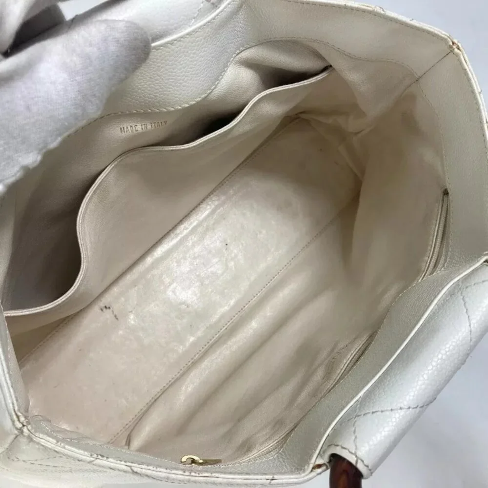 CHANEL Matelasse Quilted CC CC Mark Wood handle bag Tote Bag Hand Bag - Picture 6 of 16